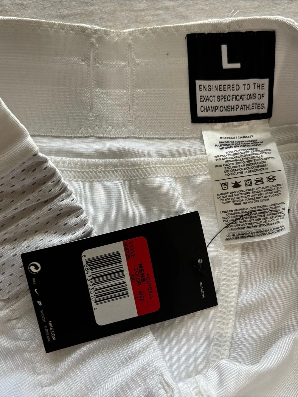 Nike Vapor Team White 3/4 Football Pants Padded Compression Men’s L
